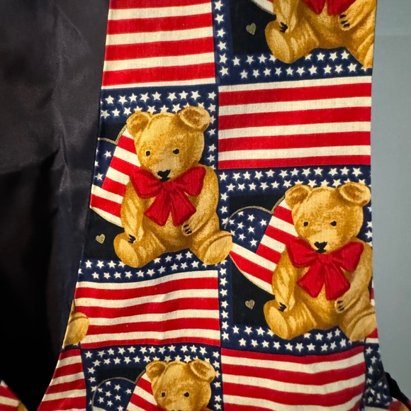 Vintage 90’s Patriotic Bear Flag Print Women's Vest Tie Back Cotton JLN USA Lg - Picture 4 of 11
